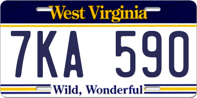 WV license plate 7KA590