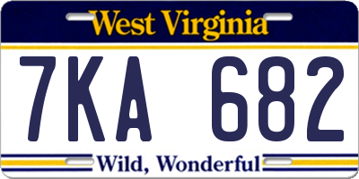 WV license plate 7KA682