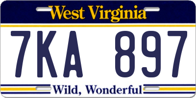 WV license plate 7KA897
