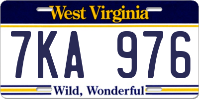 WV license plate 7KA976