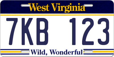 WV license plate 7KB123