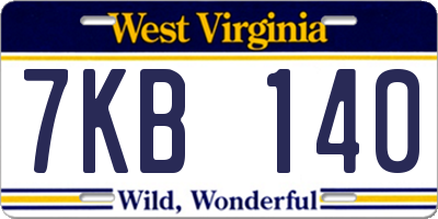 WV license plate 7KB140