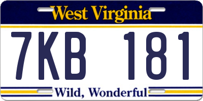 WV license plate 7KB181