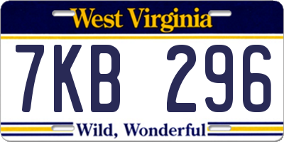 WV license plate 7KB296