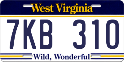 WV license plate 7KB310