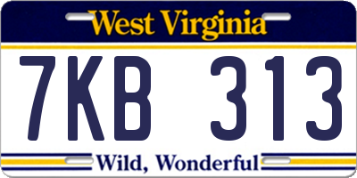 WV license plate 7KB313