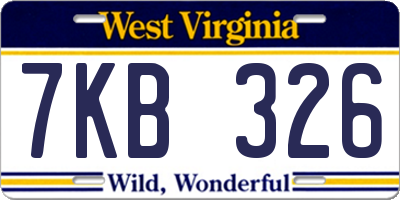 WV license plate 7KB326