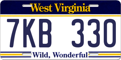 WV license plate 7KB330
