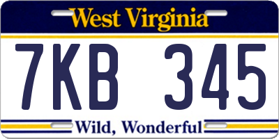 WV license plate 7KB345