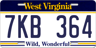 WV license plate 7KB364
