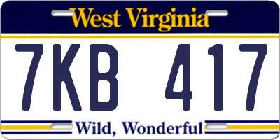 WV license plate 7KB417