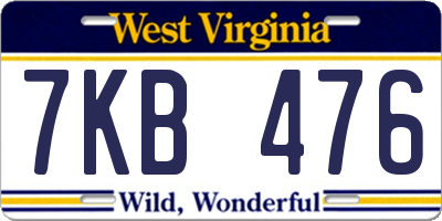 WV license plate 7KB476