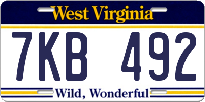 WV license plate 7KB492