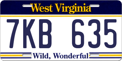 WV license plate 7KB635