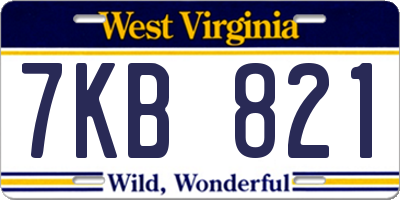 WV license plate 7KB821