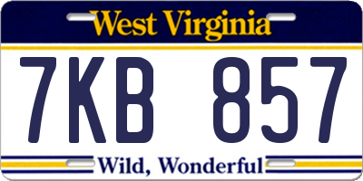 WV license plate 7KB857