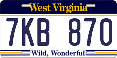 WV license plate 7KB870