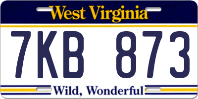 WV license plate 7KB873