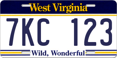 WV license plate 7KC123