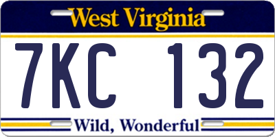 WV license plate 7KC132