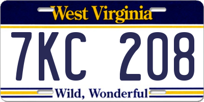 WV license plate 7KC208