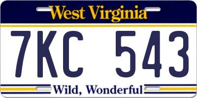WV license plate 7KC543