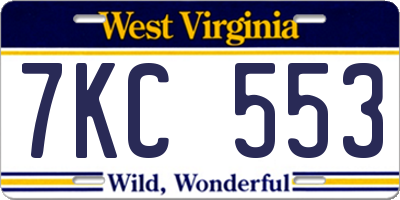 WV license plate 7KC553