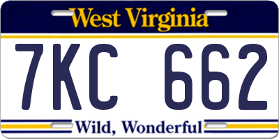 WV license plate 7KC662