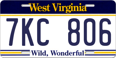 WV license plate 7KC806