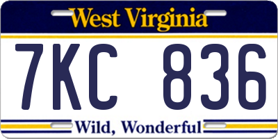 WV license plate 7KC836