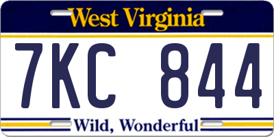 WV license plate 7KC844