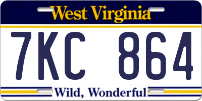 WV license plate 7KC864