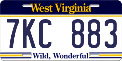 WV license plate 7KC883