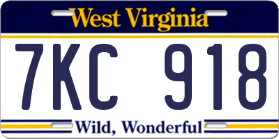 WV license plate 7KC918