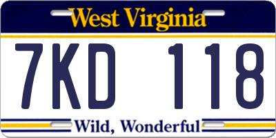WV license plate 7KD118