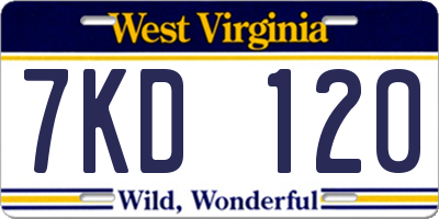 WV license plate 7KD120