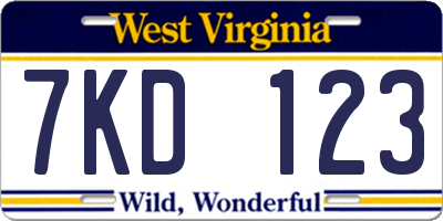 WV license plate 7KD123