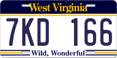 WV license plate 7KD166