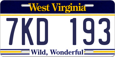WV license plate 7KD193