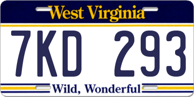 WV license plate 7KD293