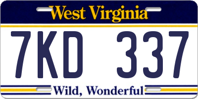 WV license plate 7KD337