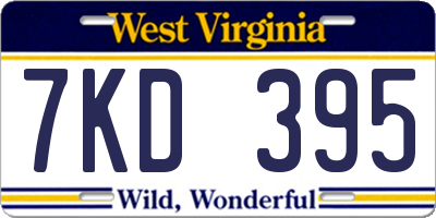 WV license plate 7KD395