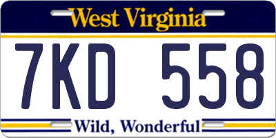 WV license plate 7KD558