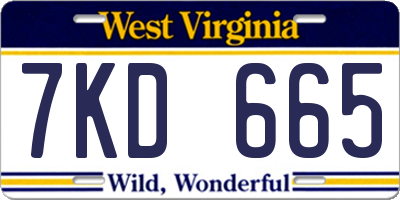 WV license plate 7KD665