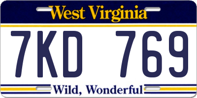 WV license plate 7KD769