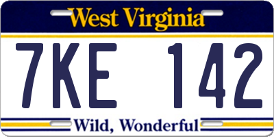WV license plate 7KE142