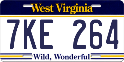 WV license plate 7KE264