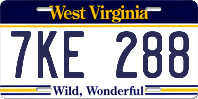WV license plate 7KE288