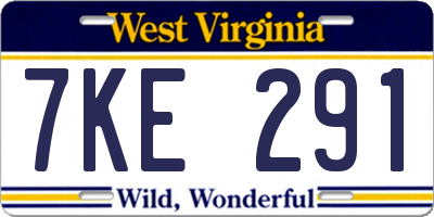 WV license plate 7KE291