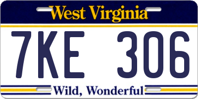 WV license plate 7KE306